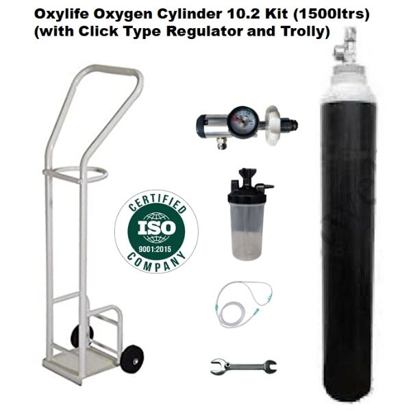 Oxylife 10.2 Ltr Oxygen Cylinder Kit with Trolley - BajajLifeCare ...